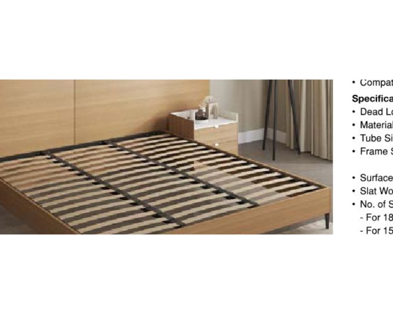 Fixed Bed Frame With Wooden Slats
