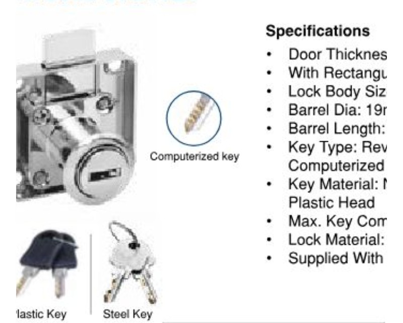 Square MP Lock With Computer Key