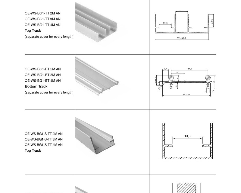 Track Options For Bottom Glide Systems