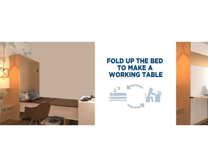 Vertical Foldable Wall Mount Bed - Fold Up To Make A Working Table